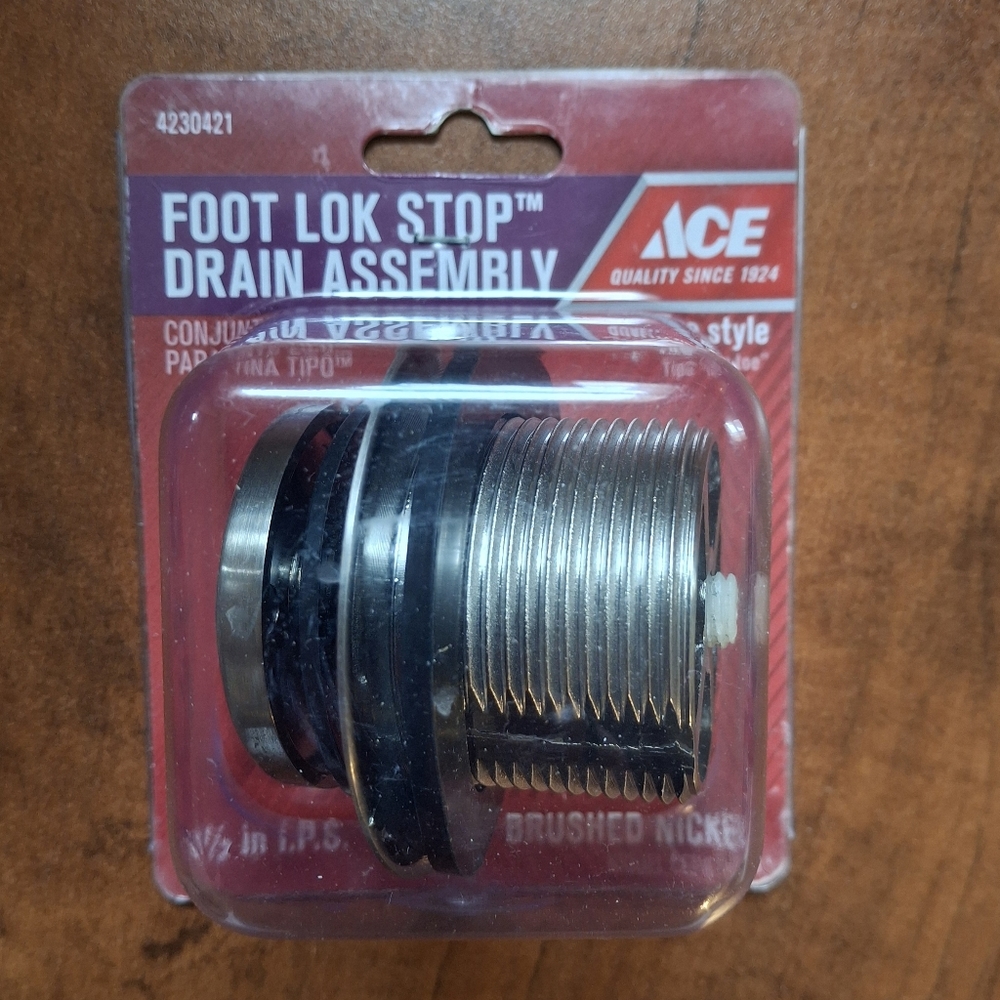 Ace Foot Lok Stop 1-1/2" Brushed Nickel Metal Drain Stopper Assembly